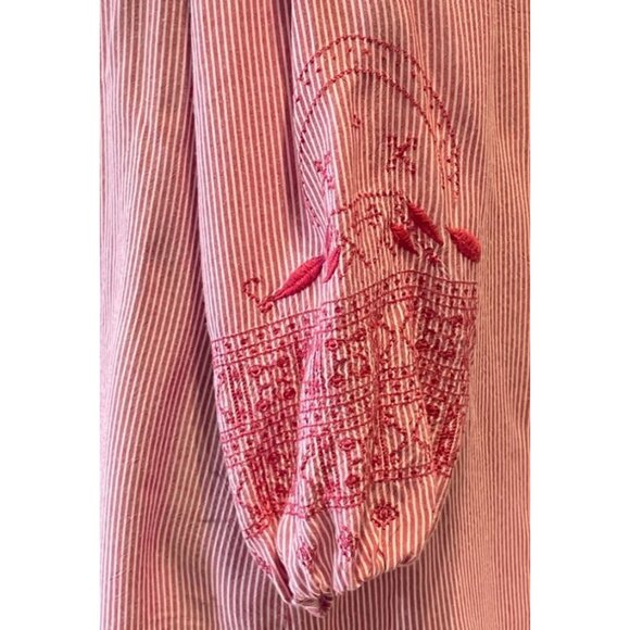 Ladies Medium embroidered striped tunic top boho festival cottage core - Picture 6 of 6